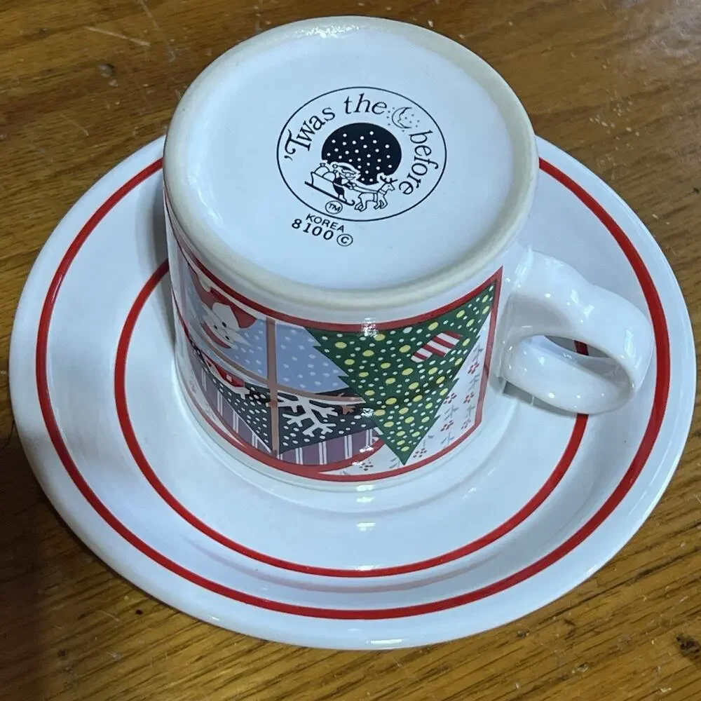 Vtg Noritake Twas the Night Before 8100 Coffee Mug Saucer Scottie Dog